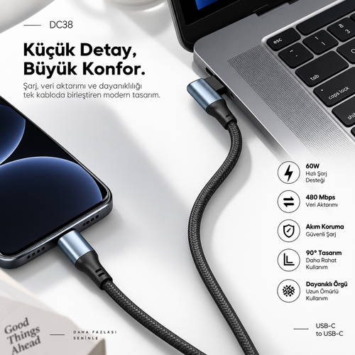 DC38 Örgü Data ve Şarj Kablosu